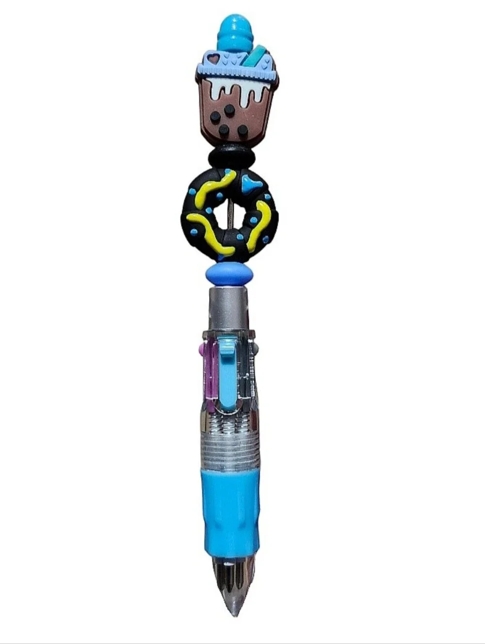 boba tea Beaded Retractable 4 In 1 Pen